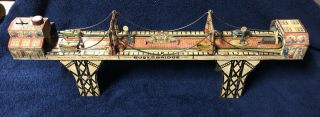 Vtg Marx 1930s Tin Windup Up Toy York Busy Bridge 5 Vehicles Rare Vhtf Piece