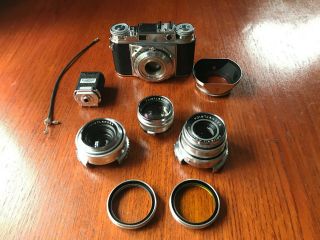 Voigtlander Prominent Vintage 35mm Film Camera With 3 Lenses,  Cond
