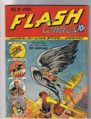Flash Comics 2 Classic 1st Hawkman Cover 2nd Flash Key Book Rare