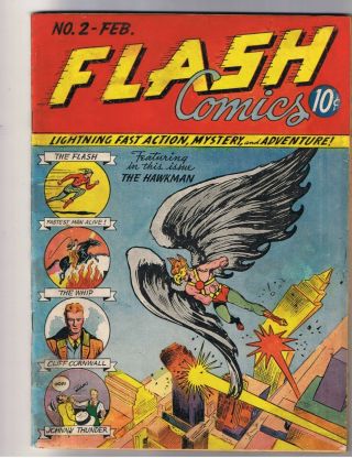 FLASH COMICS 2 Classic 1st Hawkman Cover 2nd Flash Key Book Rare 3