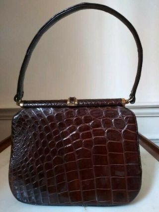 Vintage Crocodile (brown) Leather Handbag/purse By Harry Revits