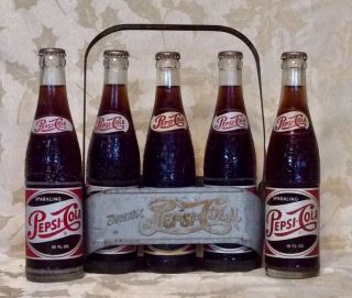 Vintage 10oz Pepsi Cola 6 - Pack Metal Carrier