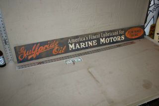 Rare 54 " Vintage Giulf Pride Marine Motor Oil Painted Metal Sign Boat Fishing 66