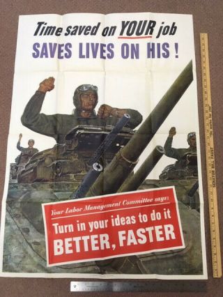 Wwii Propaganda Poster " Time Saves Lives,  Turn In Your Ideas " 28x40