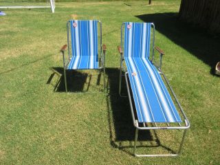 Vintage Blue Zip Dee Folding Lawn Chairs Rv Camping Hot Rod Car Air Stream 2,
