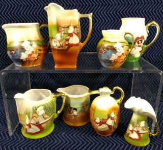 (8) Vintage Royal Bayreuth Pitchers With Assorted Patterns