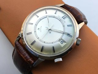 Jaeger Lecoultre Memovox Date Jumbo Vintage Swiss Watch Stainless Steel Serviced