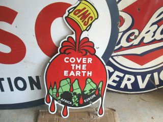 Vintage Sherwin Williams Cover The Earth Porcelain Sign 43 X 23