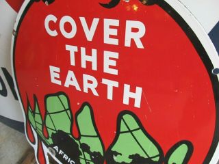 VINTAGE SHERWIN WILLIAMS COVER THE EARTH PORCELAIN SIGN 43 X 23 3