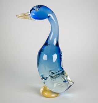 Vintage Murano Sommerso Art Glass Duck Figurine Very Large 18.  75 " & Heavy 22 Lbs