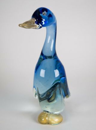 Vintage Murano Sommerso Art Glass Duck Figurine Very Large 18.  75 