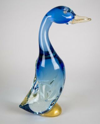 Vintage Murano Sommerso Art Glass Duck Figurine Very Large 18.  75 