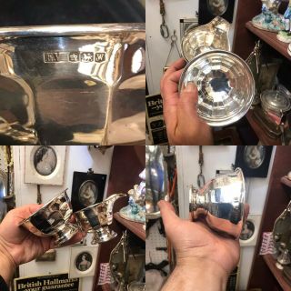 Antique Or Vintage Solid Silver Suger Bowl & Jug Or Creamer Sheffi 1939 No Scrap