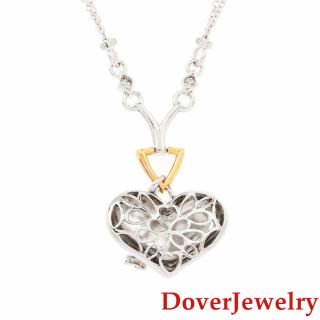 Estate Diamond 18K Gold Heart Key Pendant Double Chain Necklace 17.  5 Grams NR 4