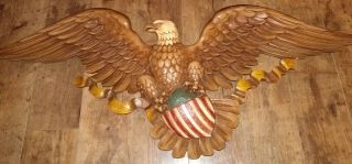 Vintage Syroco American Eagle With Shield Patriotic Wall Plaque 45 " 3762