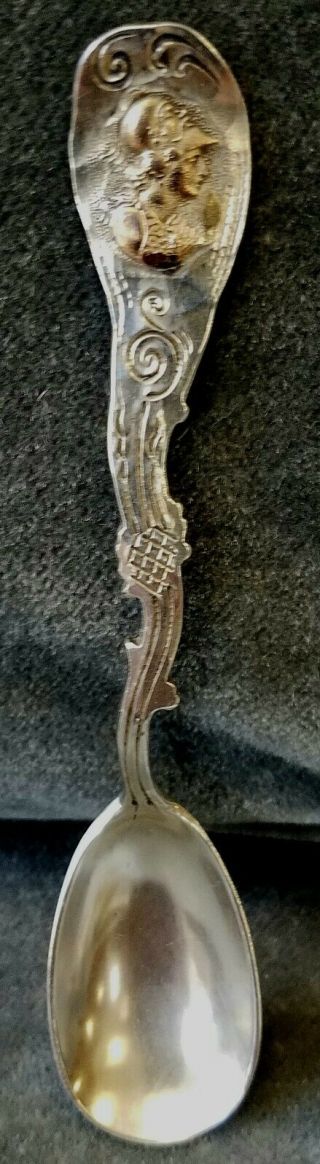 George W.  Shiebler Sterling Silver Medallion Head Spoon 14kt Gold Head C.  1880