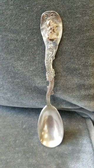 GEORGE W.  SHIEBLER STERLING SILVER MEDALLION HEAD SPOON 14KT GOLD HEAD C.  1880 2