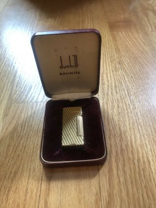 Vintage Dunhill Lighter With Box Rollalite Art Deco Mid Century Zippo