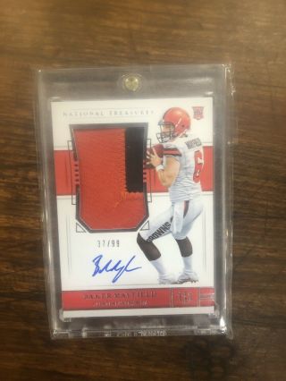 2018 National Treasures Baker Mayfield True Rc Patch Auto /99 Rare