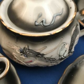 Japanese dragon ware coffee set for 6 - foreign stamp pre 1930 3