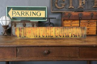 Vintage 1920s Furniture Company Folk Art Wooden Sign Shelf Bracket Wood Storage