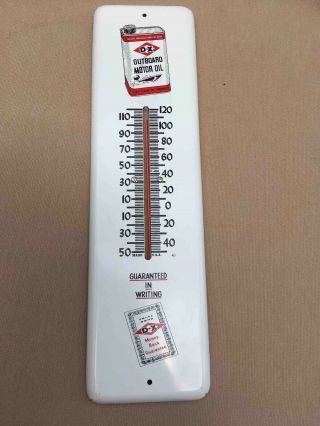Vintage D - X Boat Outboard Motor Oil Metal Advertising Thermometer