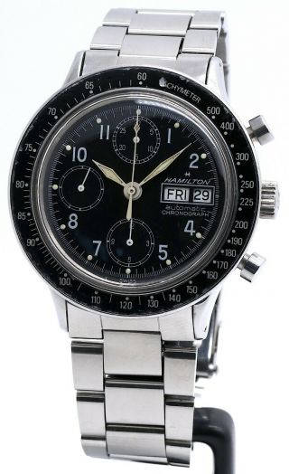 ° • ° Vintage Hamilton 9367 9379 Automatic Chronograph Valjoux 7750 Watch ° • °