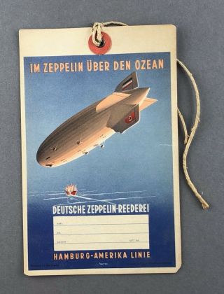 Deutsche Zeppelin Reederei Airship Vintage Luggage Label Baggage Tag Bag Dzr
