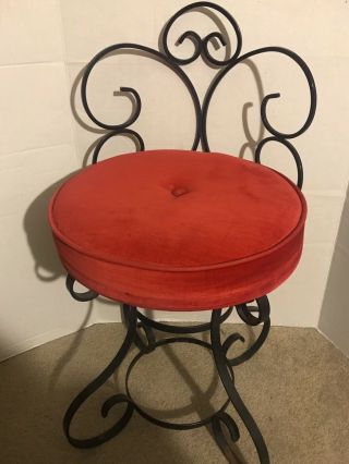 George Koch Sons Inc Vtg Vanity Chair Red Stool Chair Mcm Mid Century