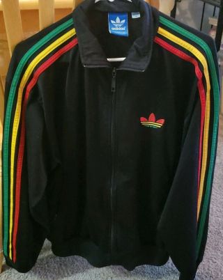 Vintage Adidas Track Jacket Trefoil (extremely Rare Colored Stripes)