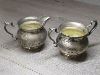 Hallmarked Vintage Sterling Silver Matching Sugar Bowl & Creamer Set