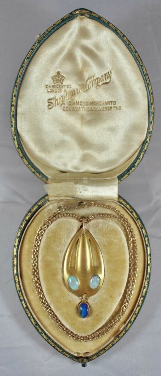 Antique Shepherd & Co Art Nouveau Opal Pendant Necklace In Fitted Box