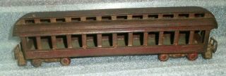 Scarce Antique Red Painted Cast Iron Pullman Sleeper Train Car Toy