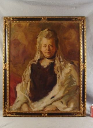 Antique Large Dewitt M Lockman Portrait Of Woman Painting