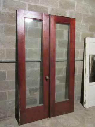 ANTIQUE MAHOGANY DOUBLE ENTRANCE FRENCH DOORS WITH FRAME 48 X 82 SALVAGE 3