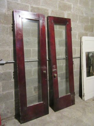 ANTIQUE MAHOGANY DOUBLE ENTRANCE FRENCH DOORS WITH FRAME 48 X 82 SALVAGE 8