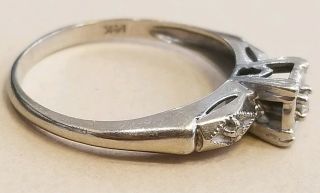 Vtg Art Deco Antique 14K Solid White Gold Diamond Engagement Ring Size 6,  1.  8gr 3