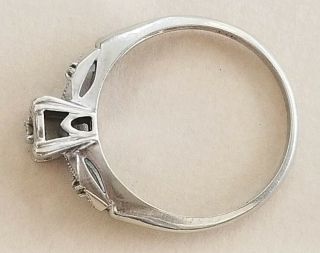 Vtg Art Deco Antique 14K Solid White Gold Diamond Engagement Ring Size 6,  1.  8gr 4