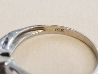 Vtg Art Deco Antique 14K Solid White Gold Diamond Engagement Ring Size 6,  1.  8gr 5