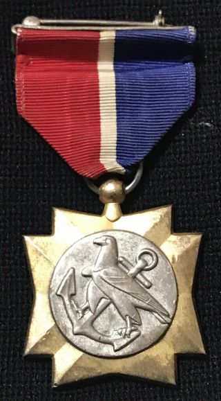 Us Merchant Marine Early Ww2 Silver Mariners Medal Wrap Broach
