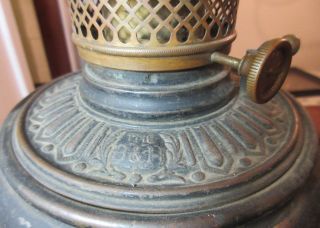 antique ornate 1878 Victorian Bradley Hubbard B&H cast iron floor oil lamp brass 10