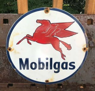 Vintage Mobilgas Porcelain Gas Service Station Pump Plate Sign