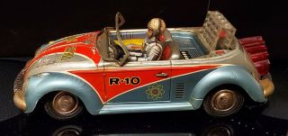 Vtg Nomura Volkswagen Vw R - 10 Space Patrol Robot Space Tin Toy Battery Car 1960
