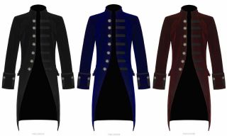 Mens Steampunk Vintage Tailcoat Gothic Jacket Velvet Victorian Frock Coat