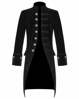 Mens Steampunk Vintage Tailcoat Gothic Jacket Velvet Victorian Frock Coat 2