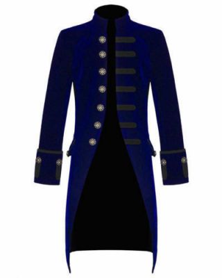 Mens Steampunk Vintage Tailcoat Gothic Jacket Velvet Victorian Frock Coat 5