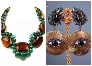 Iradj Moini Stunning Malachite And Quartz Necklace And Eye Earrings