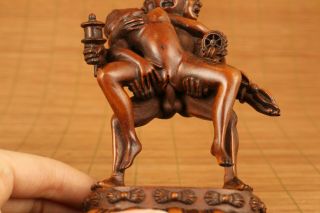 antique chinese old boxwood Buddha evil love girl statue figure netsuke deco 2