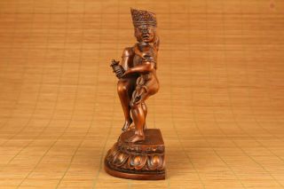 antique chinese old boxwood Buddha evil love girl statue figure netsuke deco 5