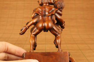 antique chinese old boxwood Buddha evil love girl statue figure netsuke deco 7
